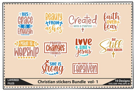 Christian Stickers Bundle Vol- 1: Graphics for Faith Crafts
