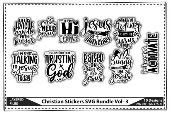 Christian Stickers SVG Bundle Vol- 3: Graphics for Crafts