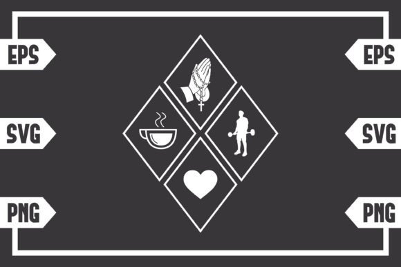 Coffee Jesus Heart and Fitness Graphics for Crafts