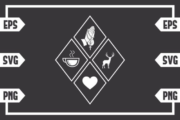 Coffee Jesus Heart and Hunting Deer Graphics for Crafts