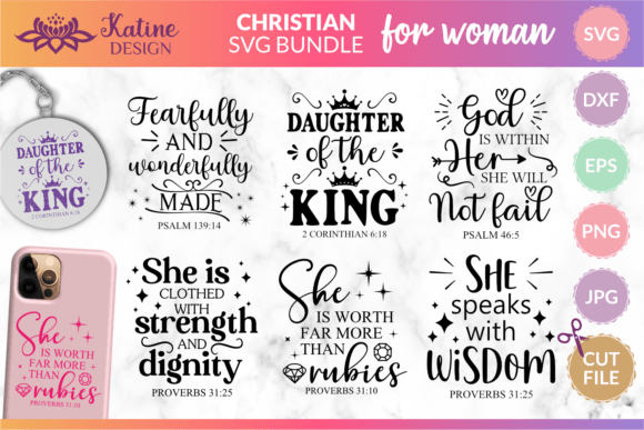 Strong Woman SVG Graphics for Faith Crafts